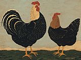 Warren Kimble Double Roosters painting